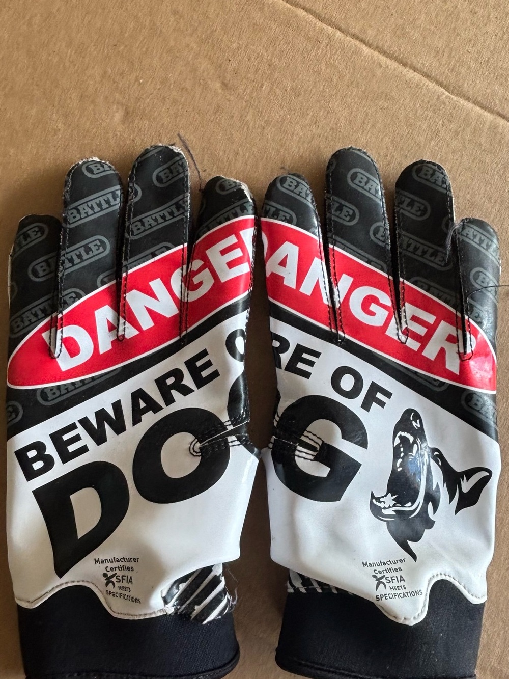 Battle Sports Beware of Dog Doom 1.0 Football Receiver Gloves